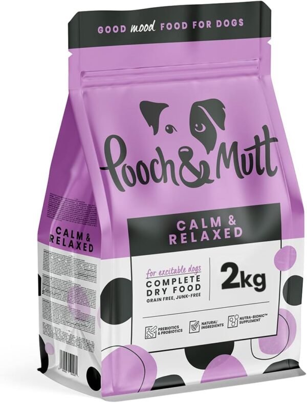 Pooch & Mutt - Calm & Relaxed, Complete Dry Dog Food (Grain Free), Turkey and Sweet Potato, 2kg (Packaging may vary)