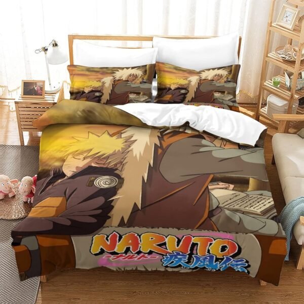 Naruto Duvet Cover Bedding Set 3D Printed 3 Piece Set with Pillowcase Zipper Closure Soft Microfiber Suitable for Kids Teens Adults Easy Care Single（135x200cm）