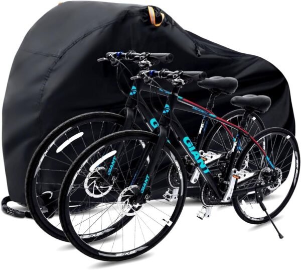 Ohuhu Bike Cover for 2 Bikes - 210T Outdoor Waterproof Bike Cover Anti Dust Rain UV Protection Bicycle Cover with Lock Holesfor Mountain Bike, Road Bike...